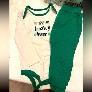 Wonder Nation Cream and Green Baby Outfit Irish Toddler Boy Matching 18 Months